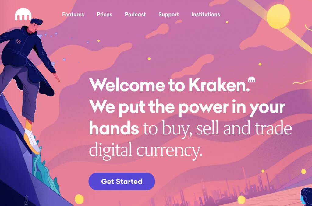 Начална страница на Kraken Exchange